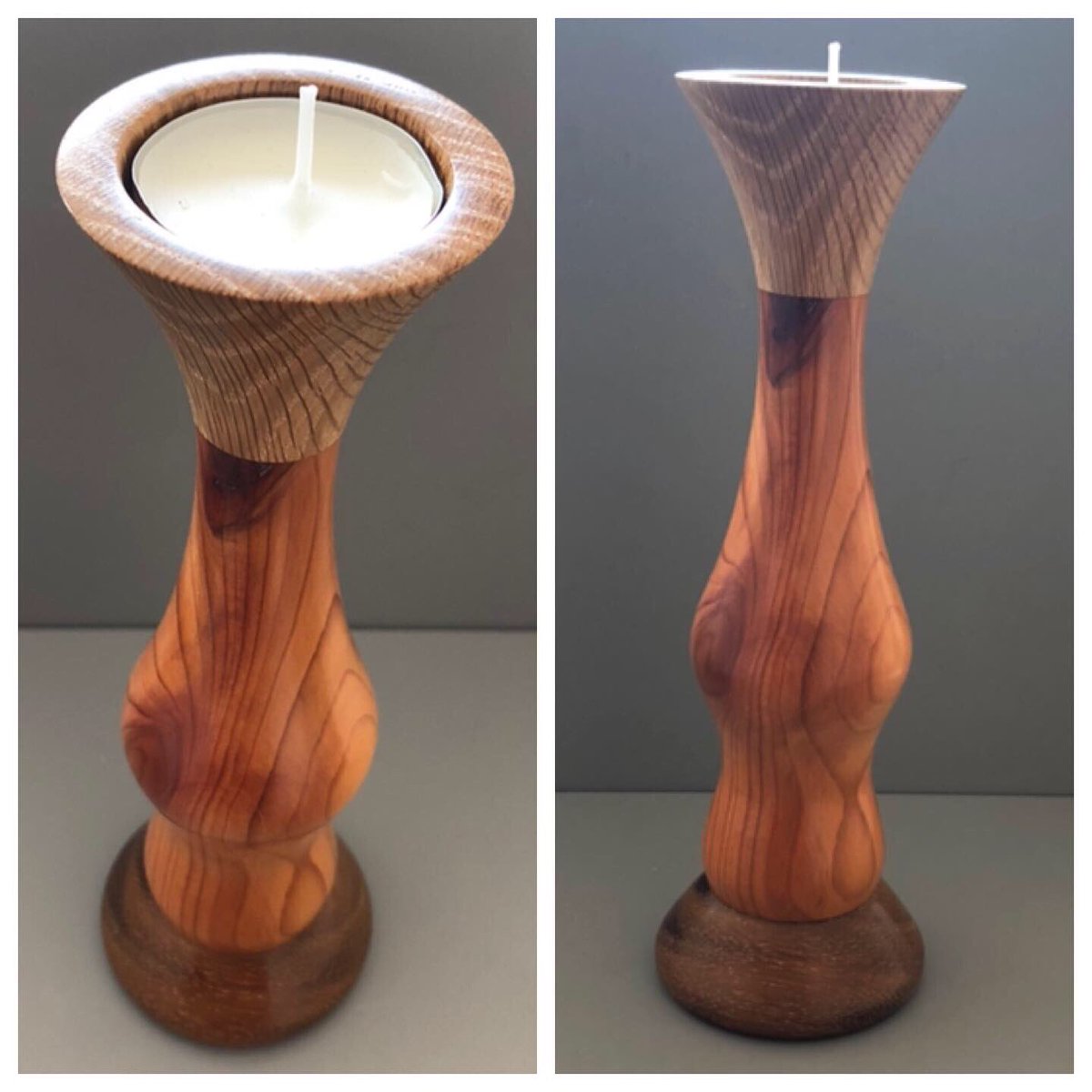 LCraftfair's tweet photo. One of a kind candle holders #turning #woodturning #woodturninglathe #candle #holder #checkered https://t.co/HJO1oYbz5a