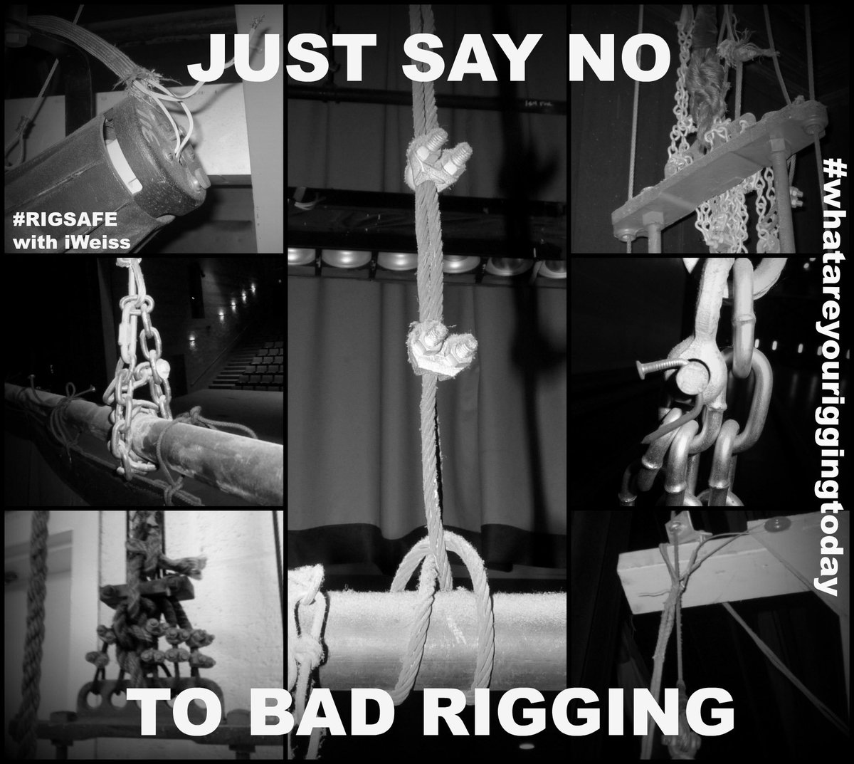 iWeissLLC's tweet photo. Just Say No to BAD RIGGING. Tomorrow is RigSafe Day! #rigsafe #arborday #badrigging #getyourrigginginspected #alignrigging #whatareyouriggingtoday #iweiss #RiggingSafety https://t.co/3pd4RNqDIC