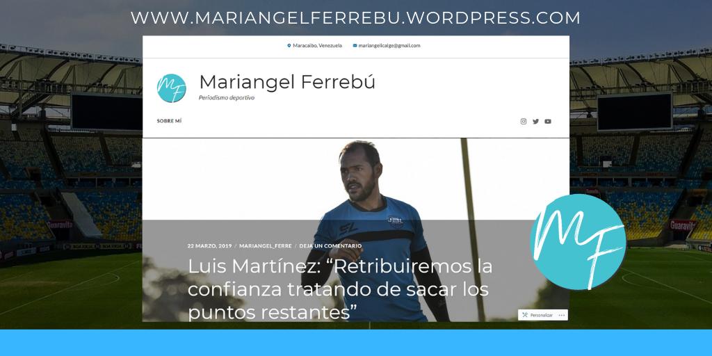 Actualizando mi blog luego de un tiempo con todo el material de prensa generado para <a href="/DvoJBLZulia/">Deportivo JBL Zulia</a>, <a href="/GuerrerosdeLago/">Guerreros del Lago</a>, páginas webs y propio. ⚽️💻

Si quieren leer ➡️ mariangelferrebu.wordpress.com 💪