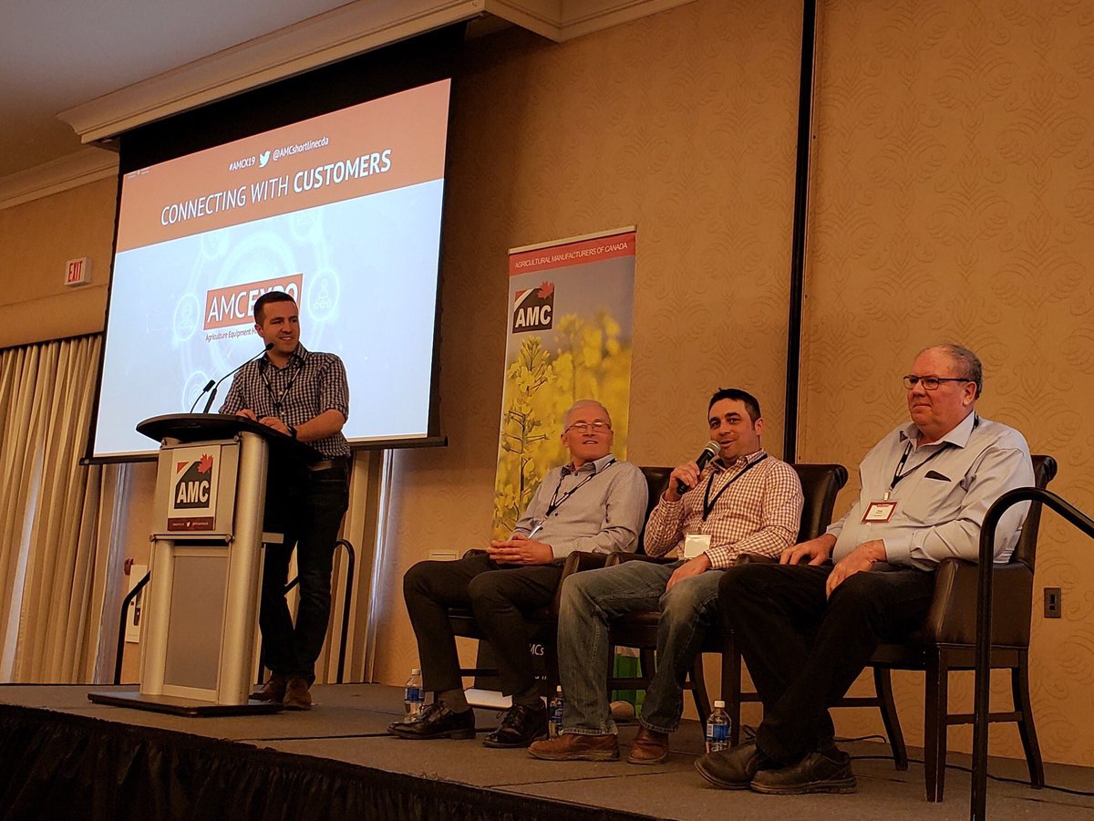 AMCshortlinecda's tweet photo. Many thanks to these amazing farmers for taking the time away from #plant19 to share their experiences with our members. Your feedback is invaluable to our progress. @BenclaussenBen @simpsoncjs Stuart Wright @FarmBoyProd #AMCX19 https://t.co/hz2AkMB1qw