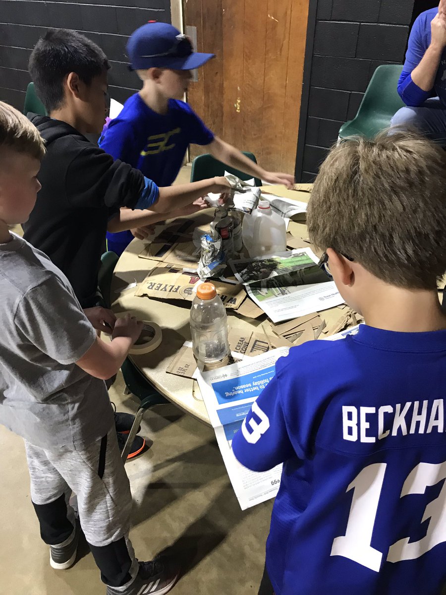 MrsADHES4th's tweet photo. Group 2 building the strongest bridge from recycled materials #hescampcarter19 @HESRegalEagle https://t.co/XmxynYcTL3