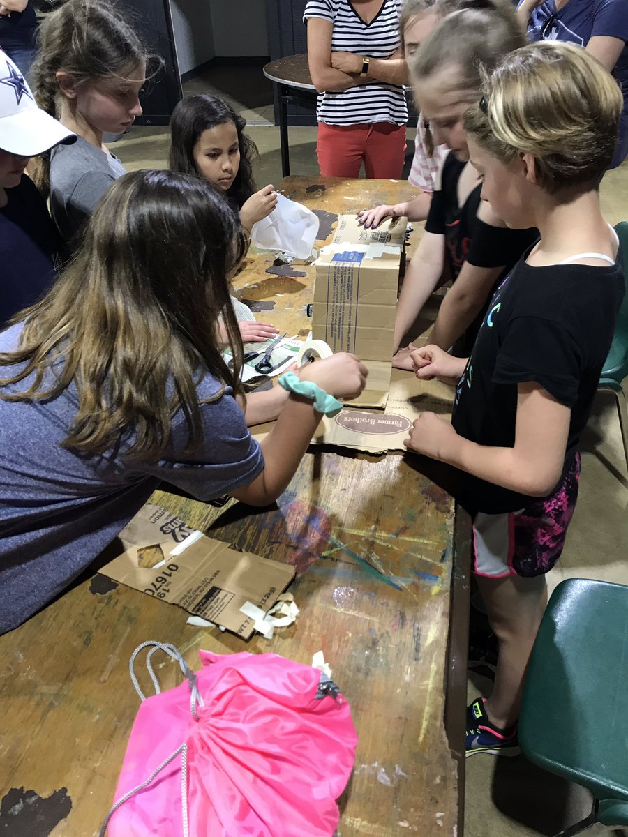 MrsADHES4th's tweet photo. Group 2 building the strongest bridge from recycled materials #hescampcarter19 @HESRegalEagle https://t.co/XmxynYcTL3