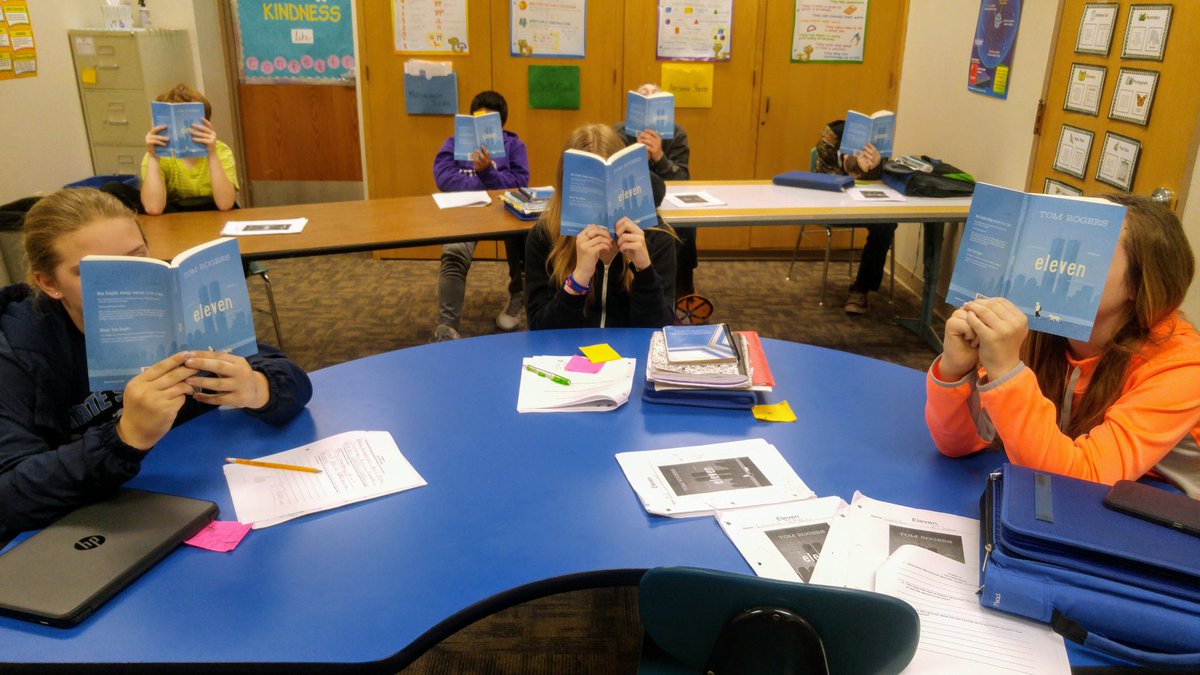 My 7th and 8th graders are hooked on <a href="/tomrogersbook/">Tom Rogers</a> novel, Eleven! 
<a href="/ZMCougars/">ZMCougars</a> 
#eleven #tomrogers