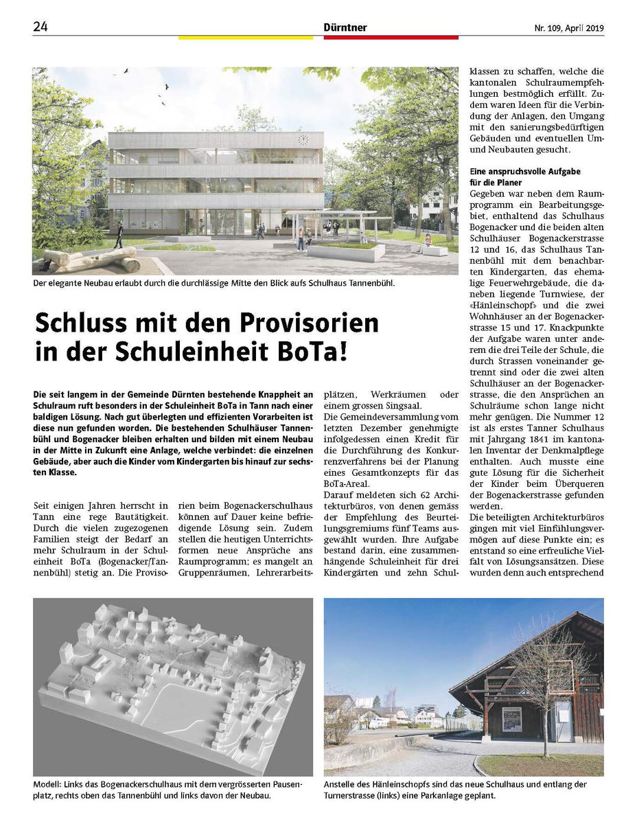 LukasRaeber's tweet photo. Neubau Schulcampus Bogenacker-Tannenbühl in der lokalen Zeitung Dürntner. Lukas Raeber Architekten https://t.co/JmrZQ3LbQU