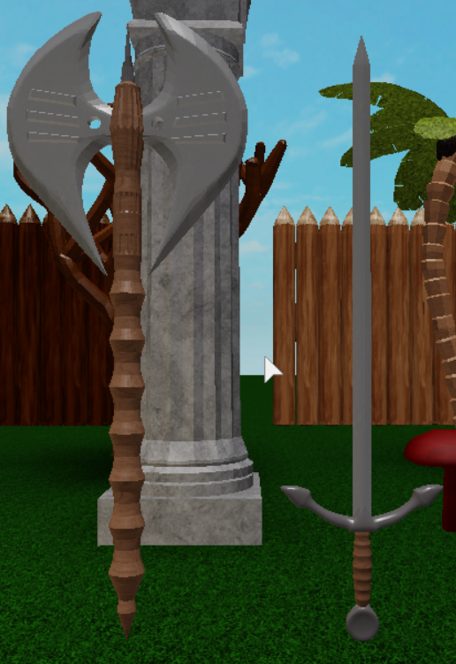AnnualD's tweet photo. Modelled a sword and a battleaxe! 

I've got a growing collection of models that I'm working on! @ https://t.co/AJ7Bommo7A 

#Roblox
#RobloxDev https://t.co/1jehKEnSaK