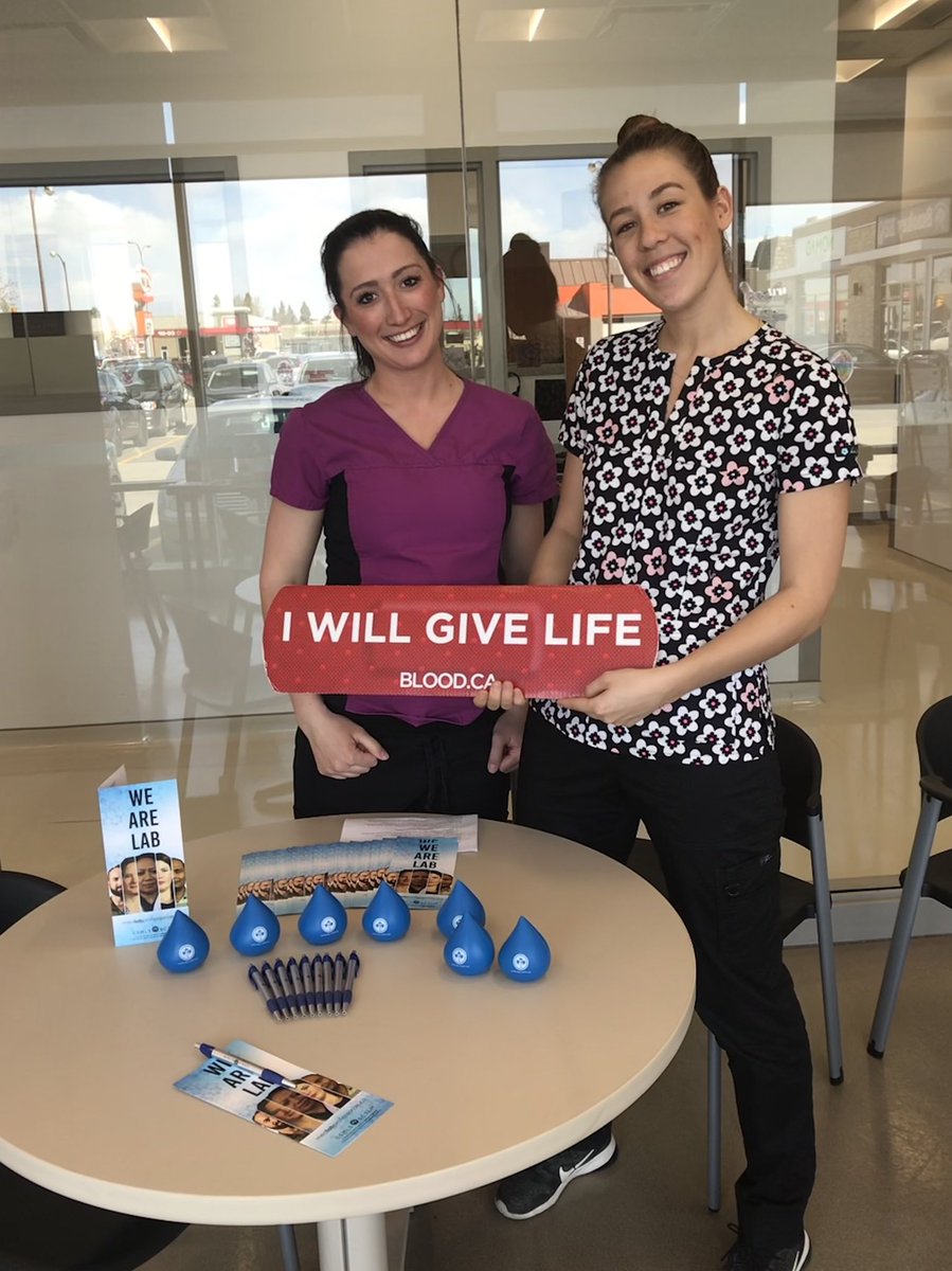 @madison_sielski and I are at Canadian Blood Services this afternoon talking medical laboratory sciences for #labweek Come donate today to help save a life and chat with us about what happens to your blood after you donate!  @csmls #wearelab #itsinyoutogive