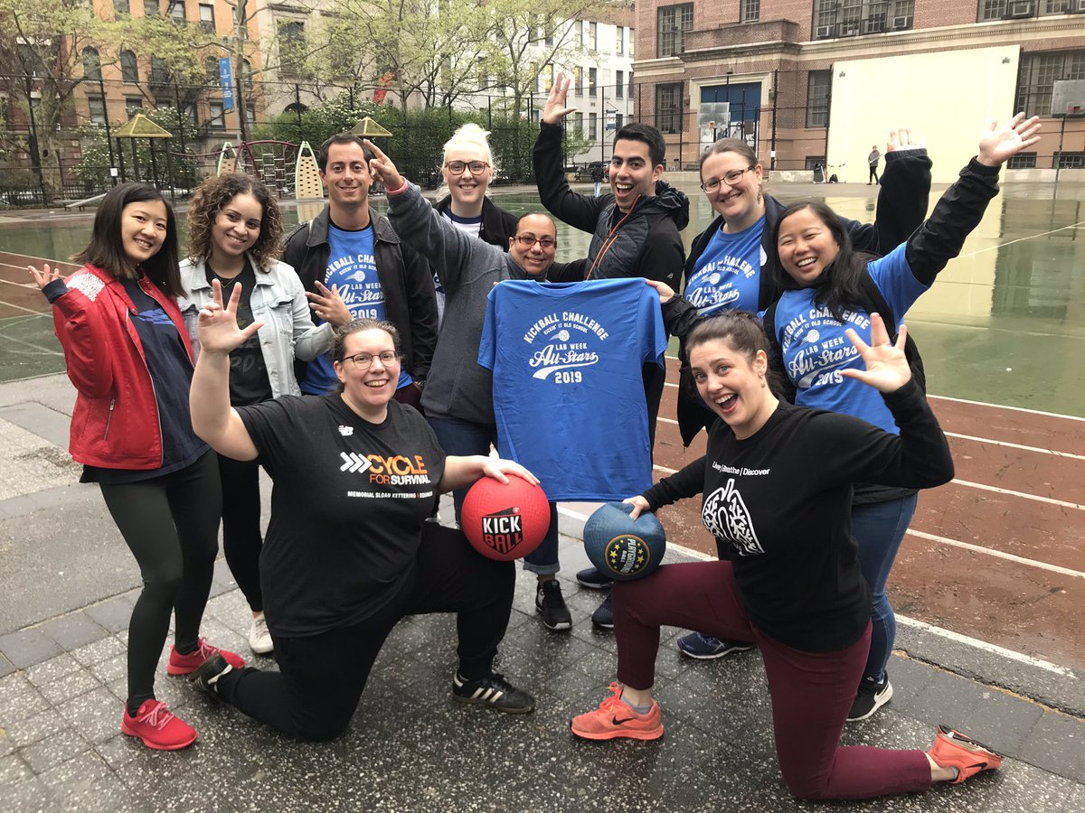 MSKPathology's tweet photo. It’s all work and a little play but just for #LabWeek2019! #labweekatmsk #kickballchallenge #peopleofpathology https://t.co/MYHSCPyfXJ