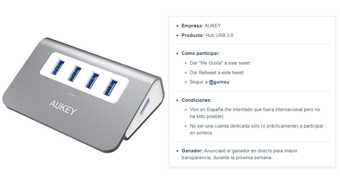 Sorteo (4/4) de productos de AUKEY: (aukey.com)

1x Hub USB: amazon.es/AUKEY-Aluminio…

Leer condiciones en la imagen del tweet.

Los tweets de los otros 3 productos están en este mismo hilo.