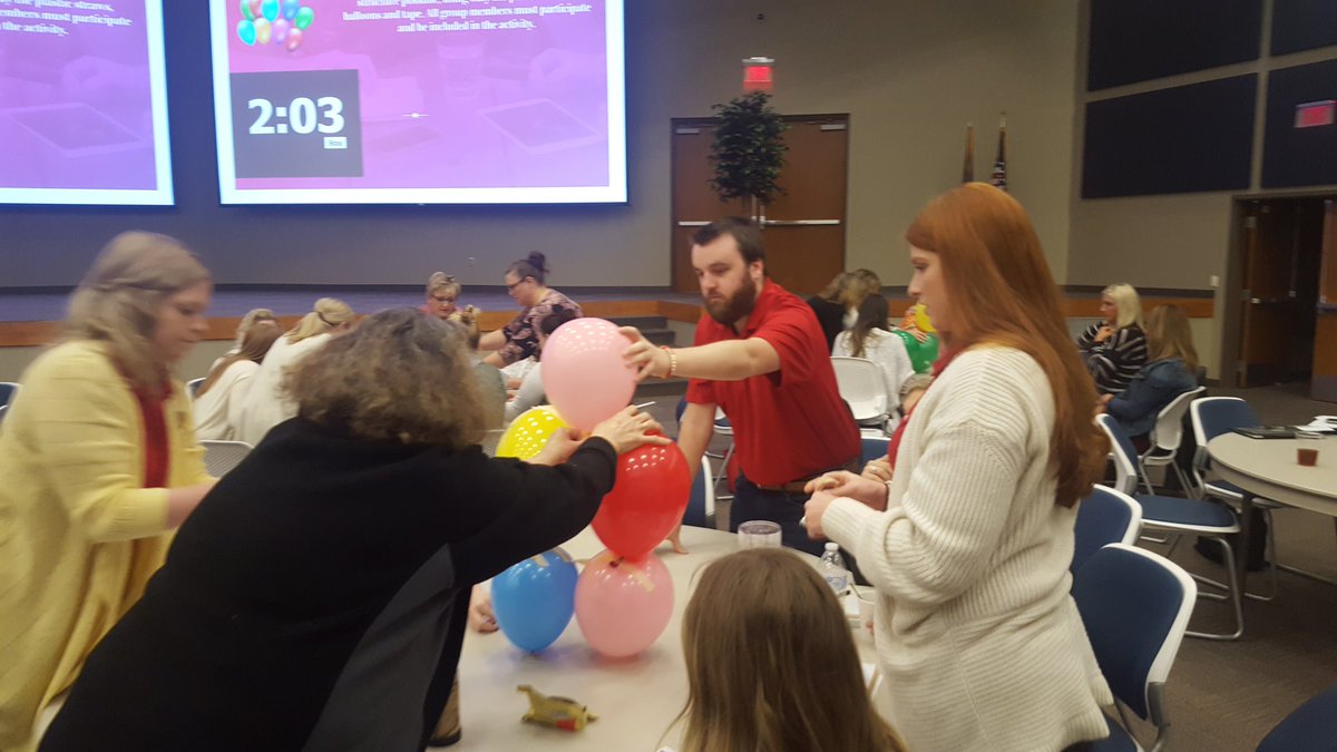 otrinks's tweet photo. We had people building balloon towers to learn about udl!  These educators were rocking it! #udl19 https://t.co/NFsquhVxYa