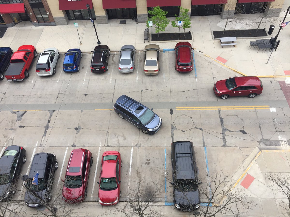 Every day is a 90 degree day when it comes to parking in downtown South Bend.  City plans to switch to angled front parking along Michigan between Colfax and Western to more like a 40 to 60 degree angle.