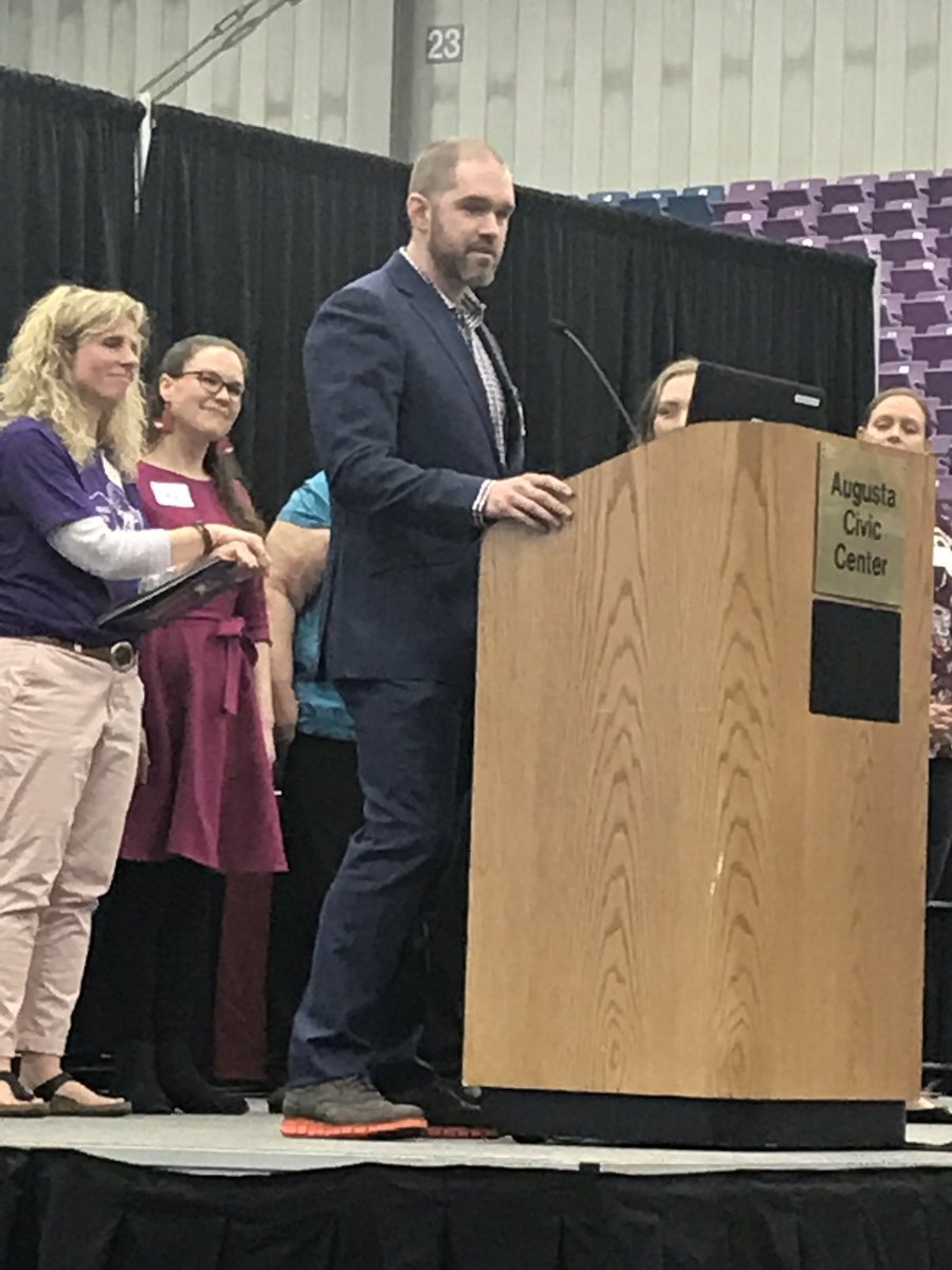 Melady2000's tweet photo. Congratulations to @RyanT_Higgins for winning the picture book Lupine award @MaineRRU🎉 Much love for We Don’t Eat Our Classmates❤️🦖#MaineRRU https://t.co/EAxUtXhUl3
