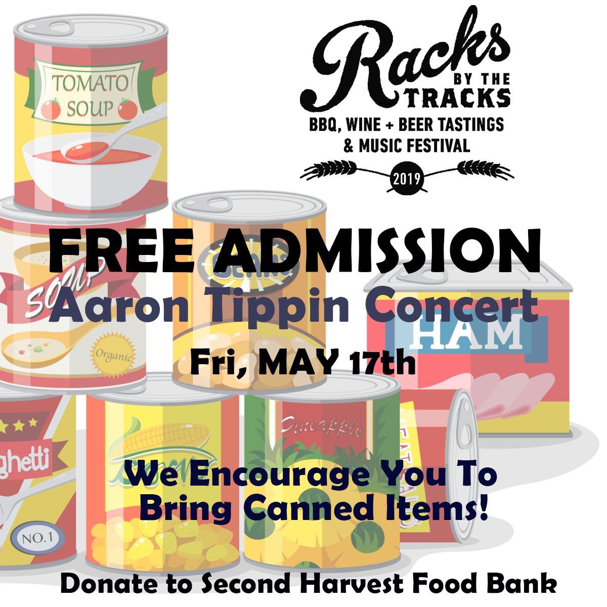 RacksTracks's tweet photo. DID YOU KNOW? Aaron Tippin will take the stage at Racks by the Tracks 2019 on Friday, May 17th! Admission is FREE. We encourage all concert attendees to bring canned food or other non-perishable items to donate to @2ndHarvestNETN https://t.co/GSA5j3HPPc