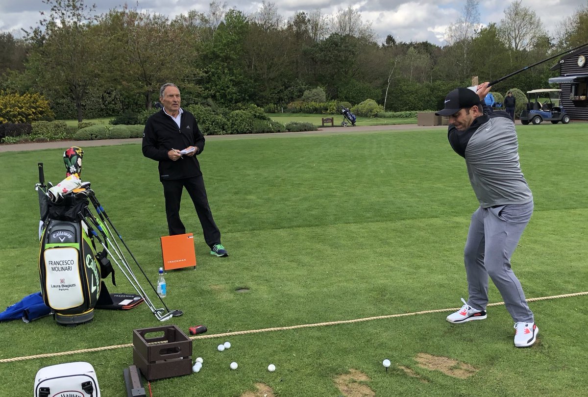 F_Molinari's tweet photo. Demanding first session @The_Wisley with @dave_alred using sequencing to disrupt flow and challenge the ability to keep resetting - living on the verge of ugly (that’s where progress lives!) @TrackManGolf @Nike @CallawayGolf https://t.co/dtIK86yQfg