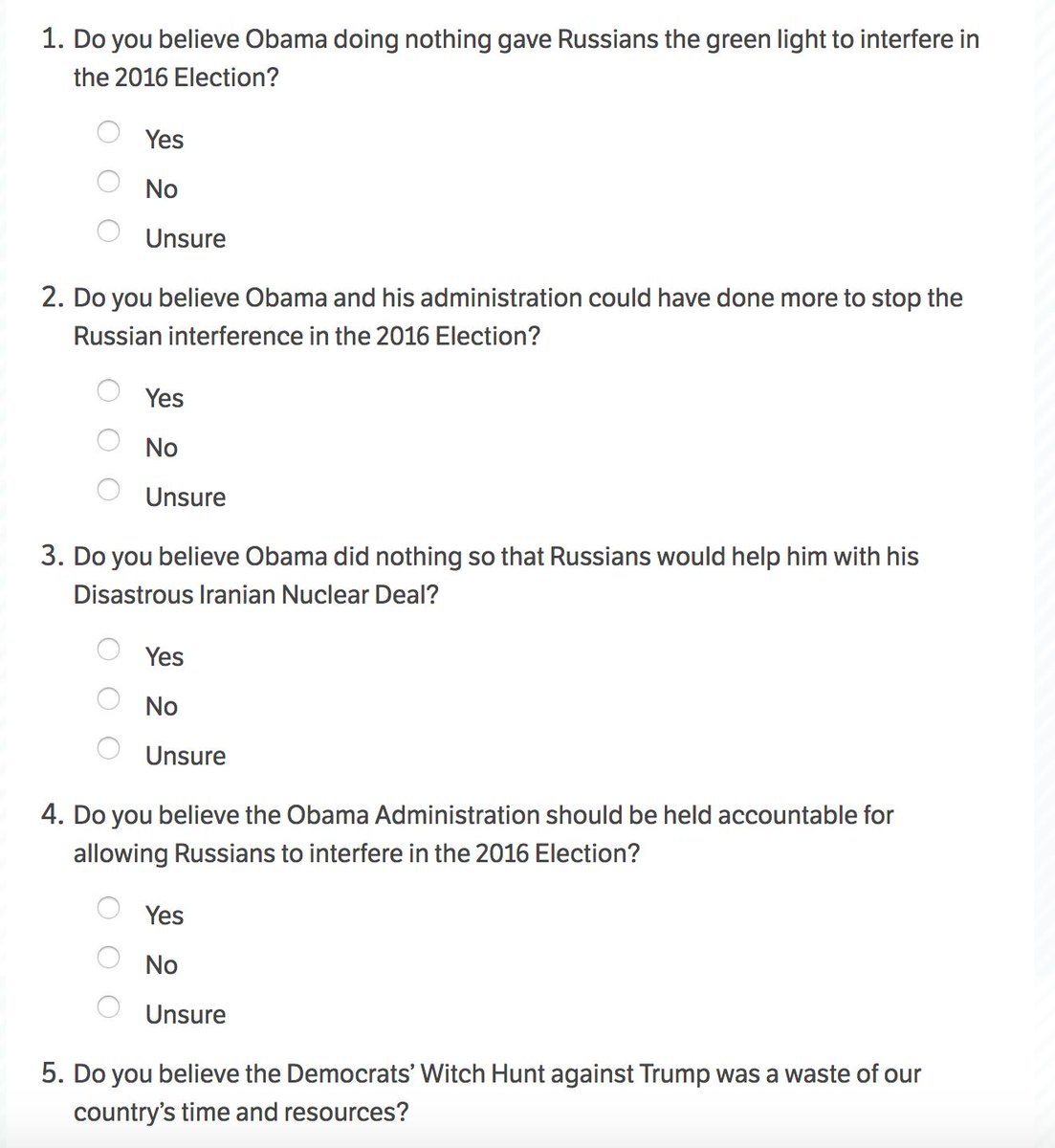 Your daily brainwashing. Check out poll questions about Obama and Russia.