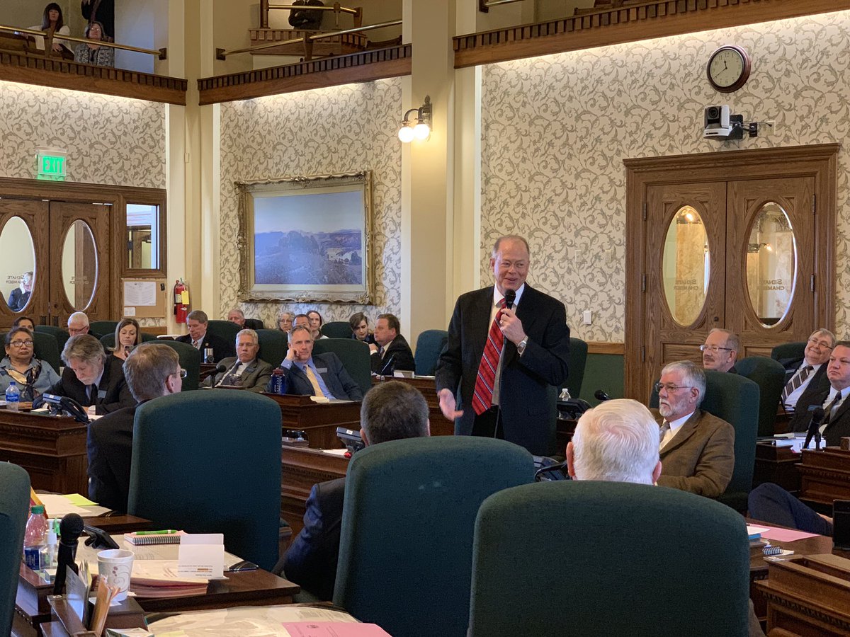 MTSenateGOP's tweet photo. Senate Majority Leader Fred Thomas (R-Stevensville) delivers his farewell address to the Senate. Thank you for your service! #MTPol #MTLeg #MTRep #MTGOP https://t.co/RxRfq4a92l