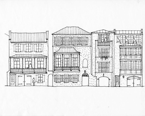 Catfiddle Streetscape. Sketch by Witold Rybczynski. bit.ly/2vmCH9W