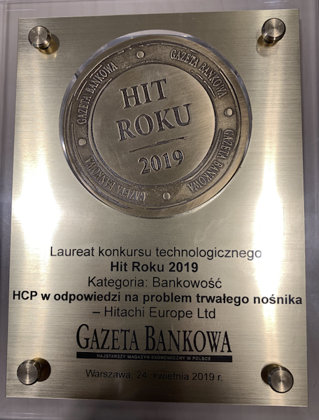 HitachiMobility's tweet photo. Hitachi Content Platform was awarded "Hit of the Year - Banking!" Thanks to #HCP's ability to answer, solve & meet the requirements of #DurableMedium Compliance Regulation. Thank you @GazetaBankowa! https://t.co/obsLcRGxb7