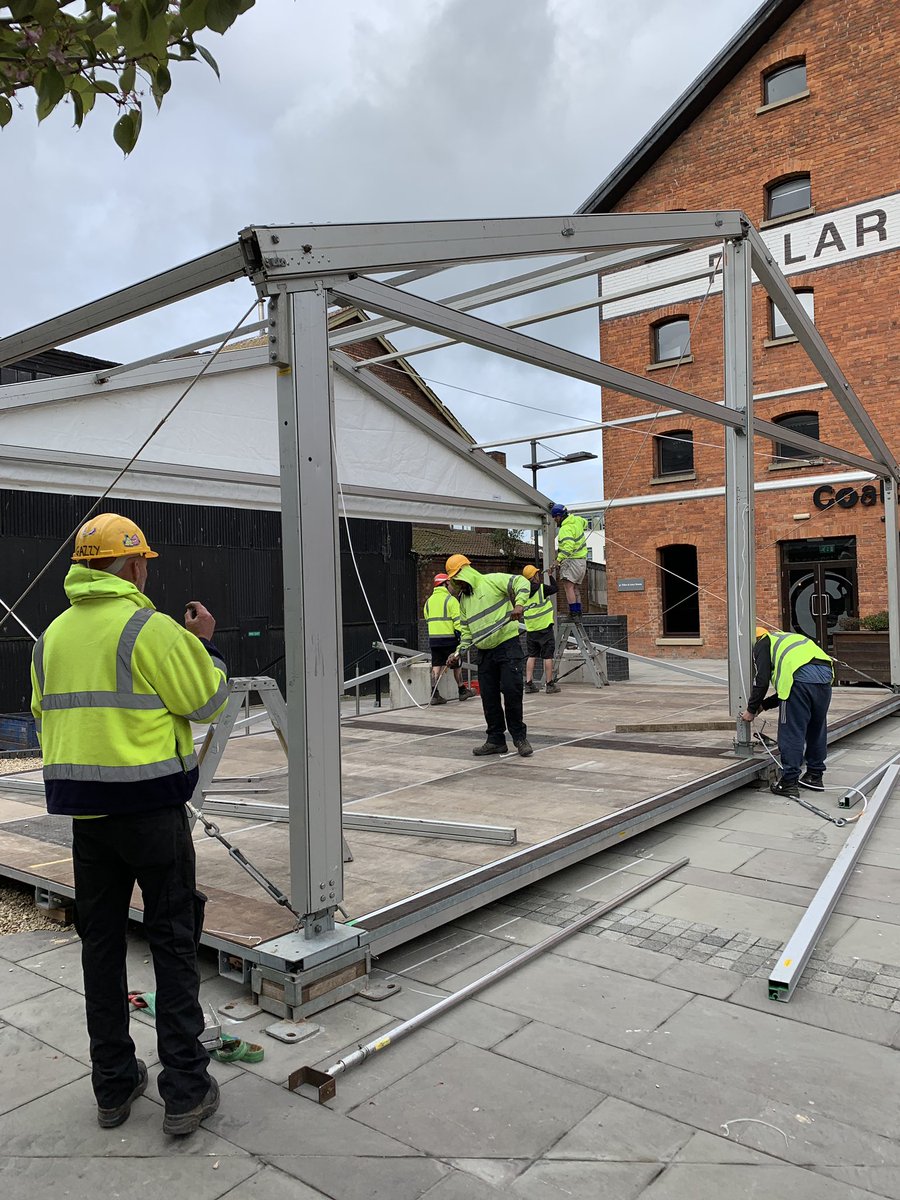 Festoon_Events's tweet photo. It’s all go as we started building the event site for @MrJamieMcDonald who is going to try to smash the record for furthest run on a treadmill in 7 days! 
We’ll be at Pillar &amp; Lucy Square @GloucesterQuays from 1pm on Monday
#eventplanner #outdoorevents #tagafriend #gloucester https://t.co/dxDGGWT4AF