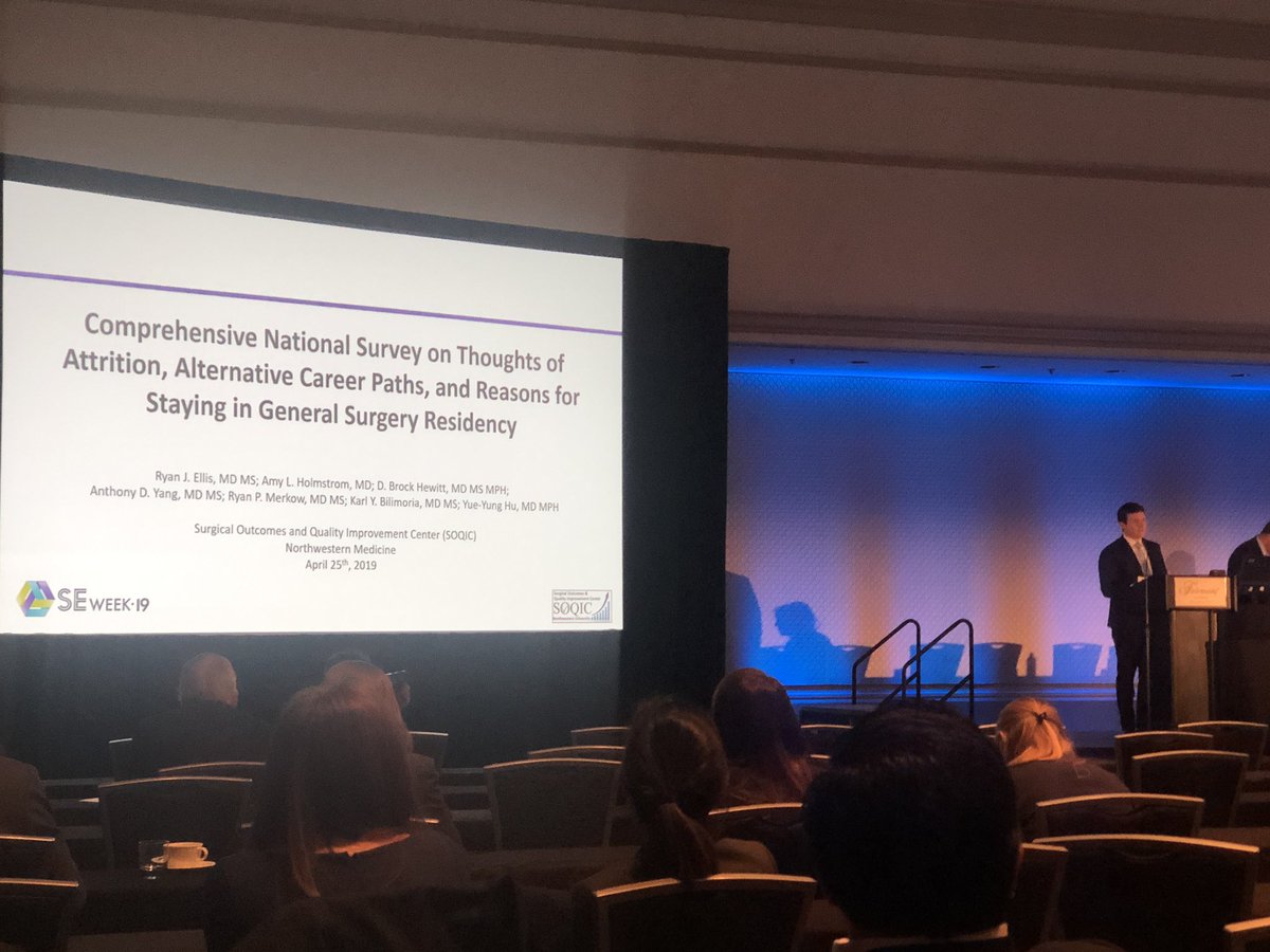 kbilimoria's tweet image. Many residents love being a surgeon but consider leaving their general surgery program for another. @ryanellismd presents his work looking at factors associated with thinking about leaving program &amp;amp; why residents decide to stay. Lessons for retaining our trainees #SEW2019