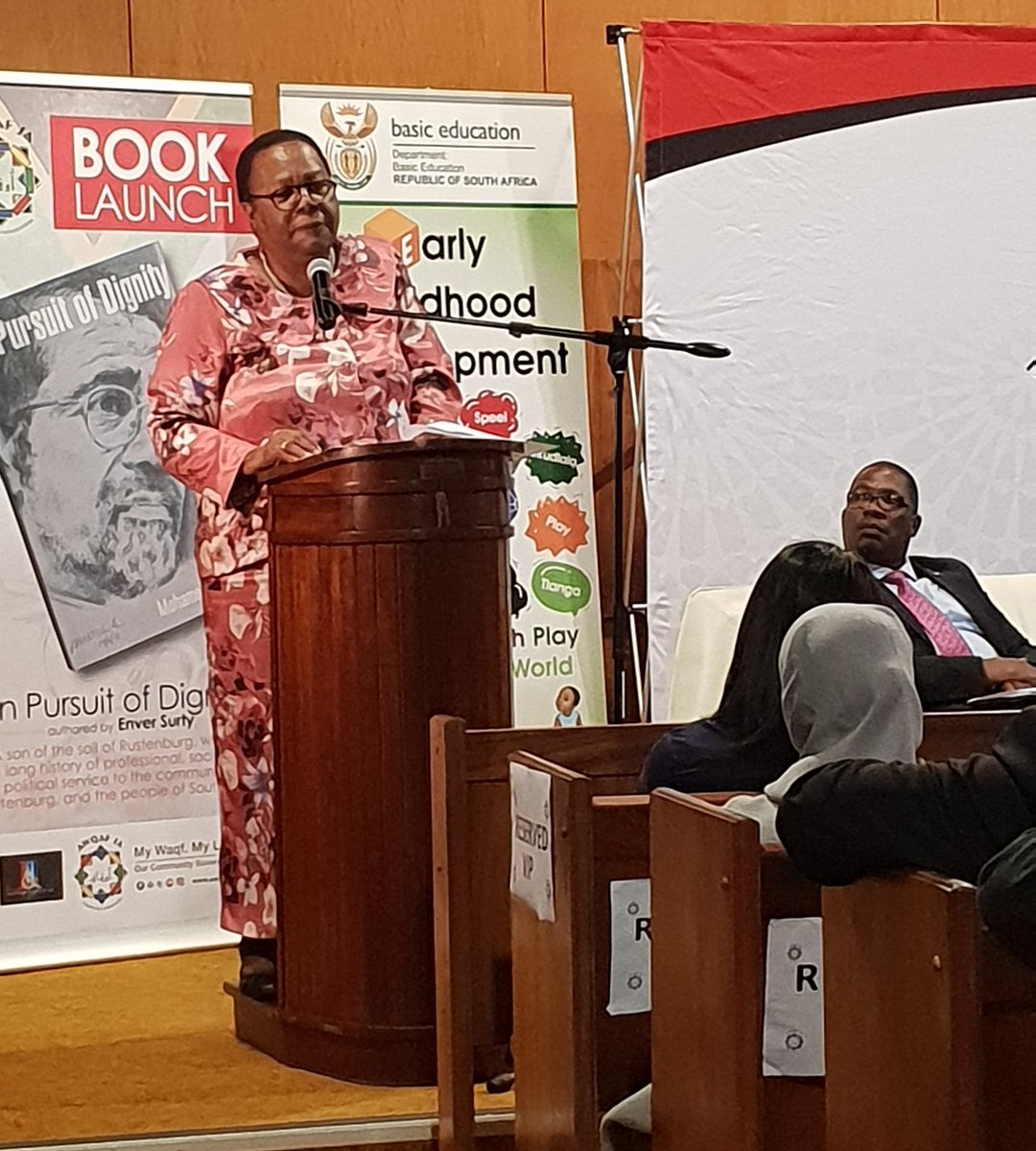 DBE_SA's tweet photo. Minister of Higher Education and Training, Dr @NalediPandor delivers keynote address and speaks on the character of the kind of leadership that South Africa today needs. She also reflects on the book "In Pursuit of Dignity" by DM Enver Surty @ElijahMhlanga @Lesufi @HigherEduGovZA https://t.co/aG6ZsI0S16
