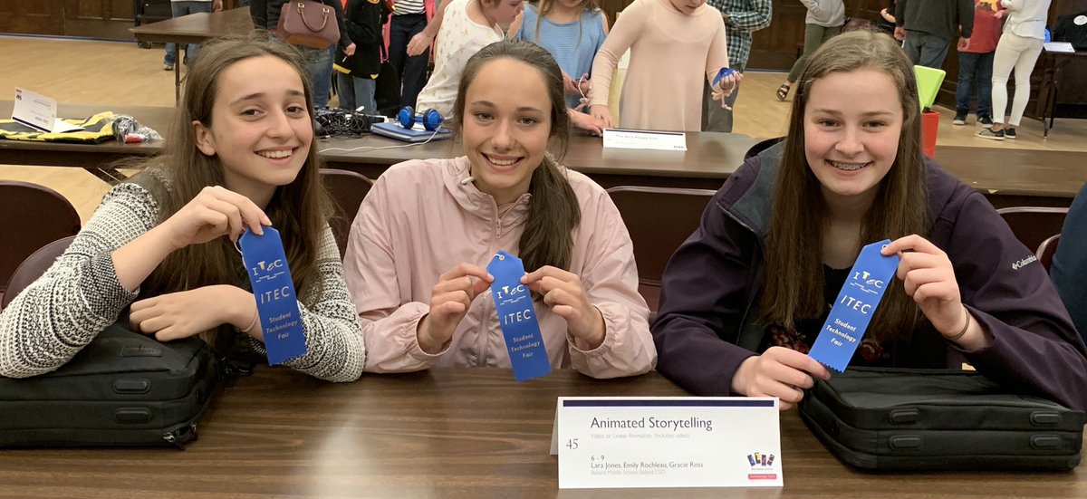 BCSDTechEDU's tweet photo. Both middle school animation presentation groups earned a blue ribbon at the ITEC Student Technology Fair today. Congratulations! #bcsdms @MrTheinBallard https://t.co/AENnaBEkJ3
