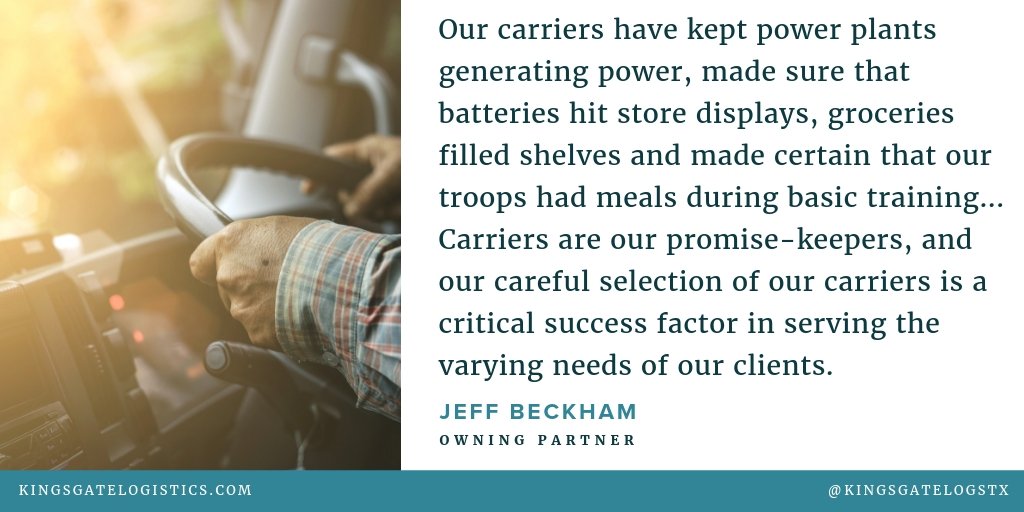 KingsgateLogstx's tweet image. Without our Carriers, Kingsgate would not be able to fulfill our promise to help our customers ship confidently with safe, optimized and reliable transportation resources. #ShipConfidently #MoveConfidently