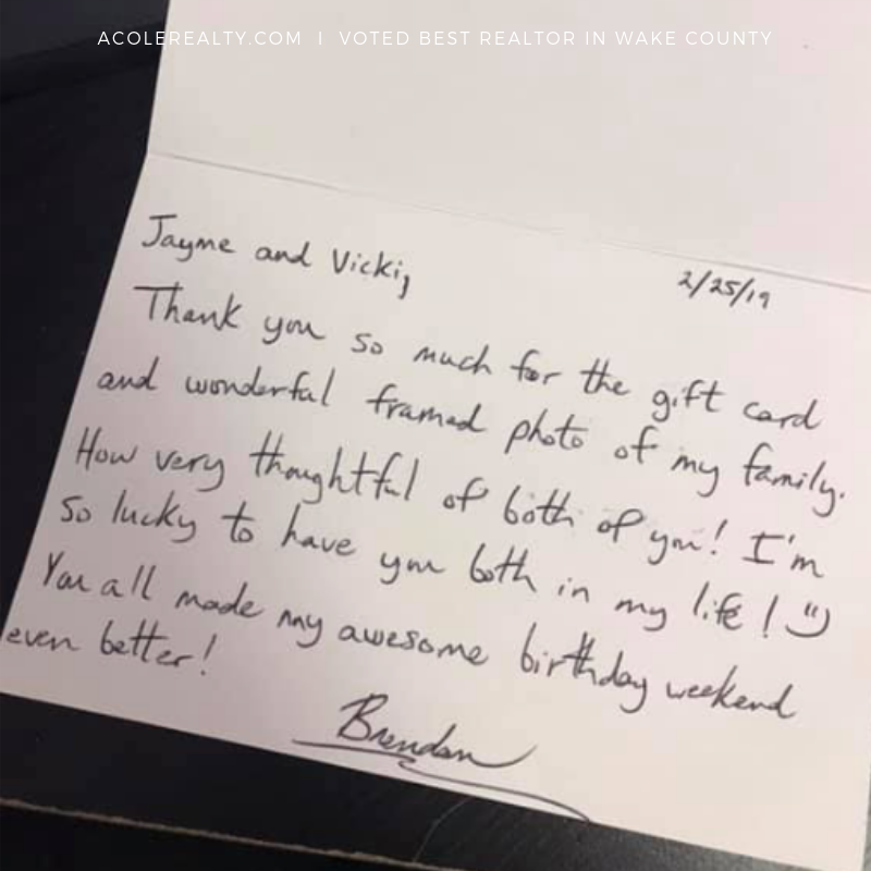 AColeRealty's tweet image. When clients become best friends &amp;lt;3 #handwrittennote #bestclients
.
.
.
Looking to buy or sell for top dollar and 50% faster? Let's chat:
☎️ (919) 538-6477
💻 acolerealty.com