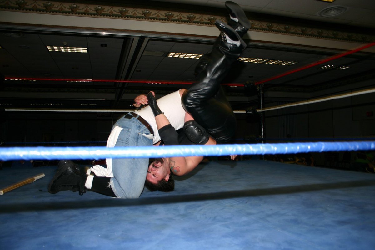 Perfectly-timed shot, getting hit with That’s Incredible by  @PJPolaco. RPWF, September 10, 2005.