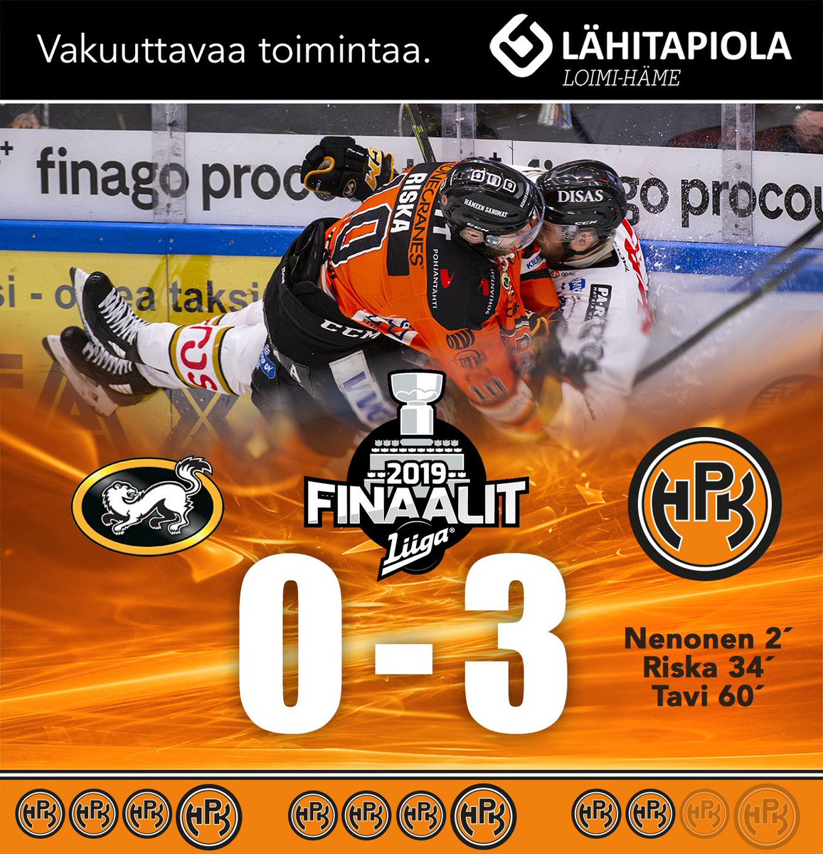 Pallokerho's tweet photo. RYÖSTÖ! KOTIETU HÄMEENLINNAAN!! 💪🔥🔥⁣
⁣
Erittäin vakuuttavaa toimintaa - @Lahi_Tapiola 
⁣
#HPK #MUNHPK #reteestioranssi #oranssialue #oranssikevät #LähiTapiola https://t.co/tAz4B6iCQu