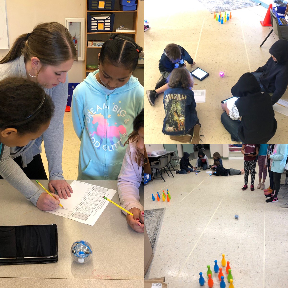 HarneyHornets's tweet image. Fractions in 4th grade with a special twist! Ms. Free’s class coded @Sphero robots &amp;amp; went bowling for fractions 🎳. #HarneyHornets #weLearnVPS