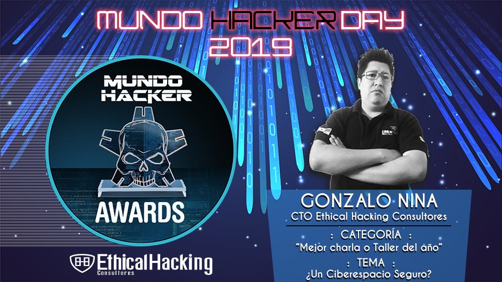 EHCGroup's tweet photo. Desde @EHCGroup, queremos felicitar a nuestro CTO, colega y amigo @lorddemon, ganador del premio #MundoHackerAwards 2019, en la categoría: Mejor charla o Taller del Año, tema ¿Un Ciberespacio Seguro? 🏆
#MundoHackerDay2019 #hacking #cybersecurity #mundohackerday @mundohackertv https://t.co/VVXbhdqkqh