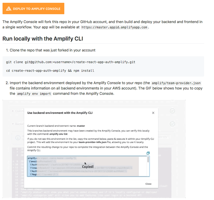 AWSAmplify's tweet image. AWS Amplify Console has added the one-click button to the fullstack @reactjs #createreactapp Auth sample. After you deploy the app using the #AmplifyConsole, learn how to run this app locally with the #AmplifyCLI: amzn.to/2UEjV7Y