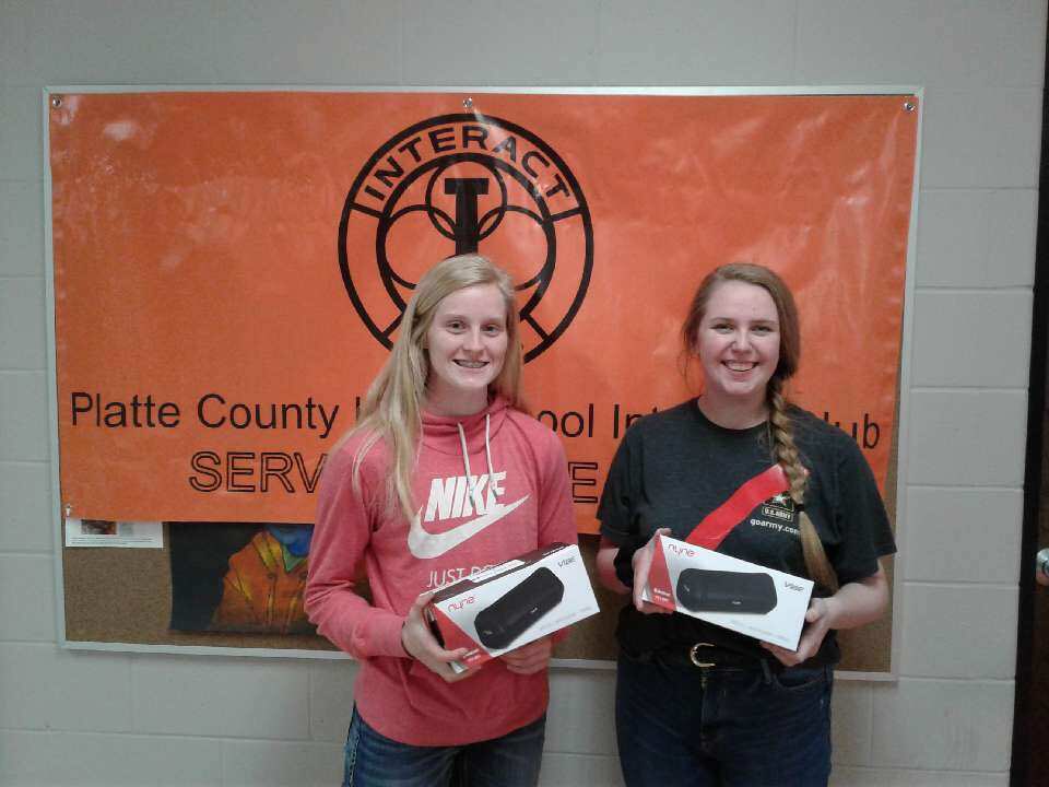 pchsinteract's tweet photo. Congratulations Isabelle &amp; Emily for winning the Bluetooth speakers from Platte Valley Bank ⁦@PCHSHalls⁩ ⁦@PCHSprincipals⁩ #pcr3proud #ArriveAlive https://t.co/6DZfTl214x