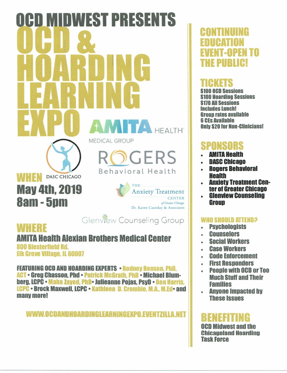 SupportMutual's tweet photo. Chicago peep, we're happy to share info about this great event in your area May 4th.  Registration is open!!  #hoarding #ocd 

https://t.co/XGzxRWzaSd https://t.co/Nq3vmtEKxJ
