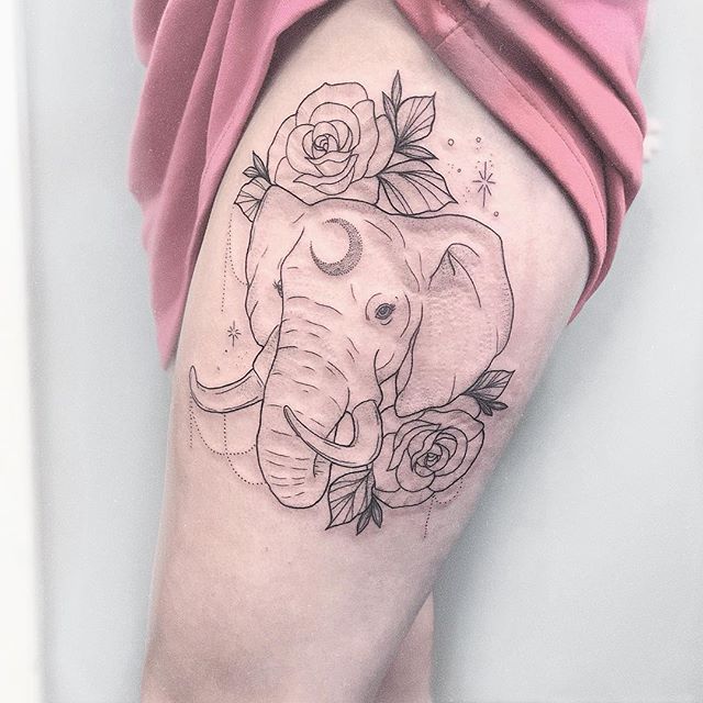 Elephant tattoo on the ankle