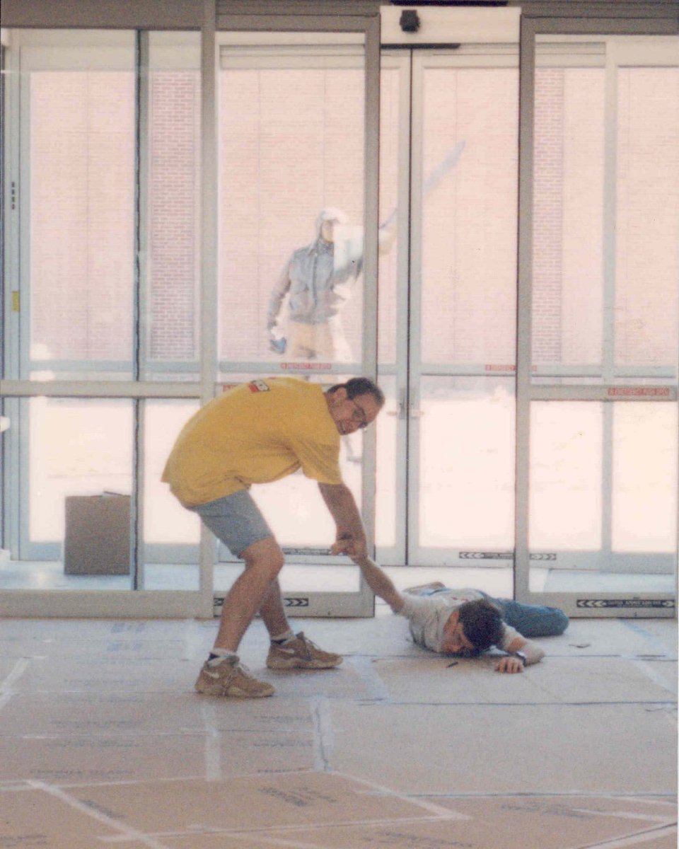 SLU_SSE's tweet photo. Exhausted A.E. students from the 90's barely make it through the doors of McDonnell Douglass hall to escape the heat! #parkscollege #tbt https://t.co/k0gSiibQTP