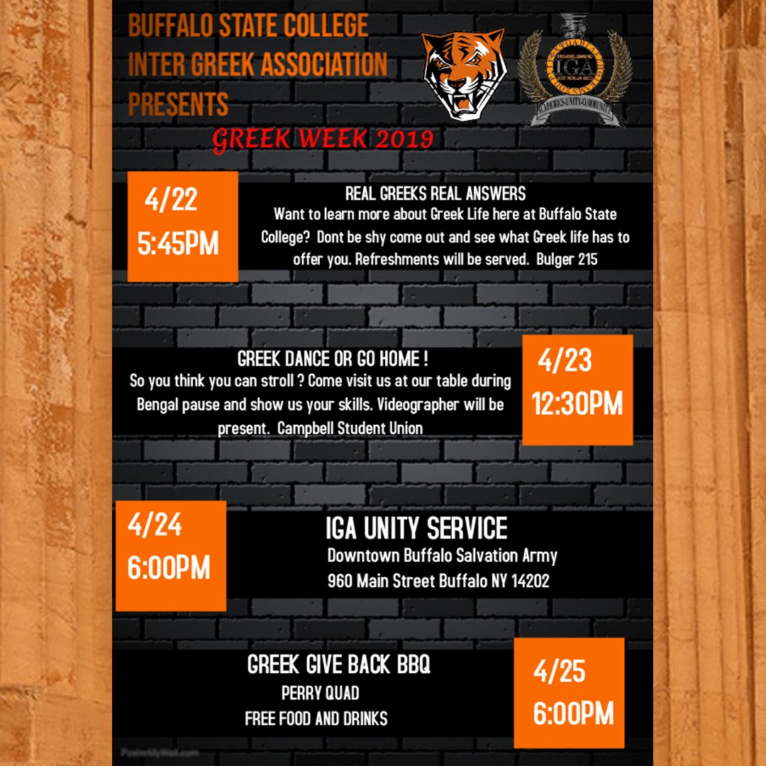 LifeatBuffState's tweet image. HUNGRY?! Us too! Come to our Greek Give Back BBQ filled with fun, food, and all of your favorite fraternities and sororities. Perry Quad at 6!

#Buffstate #greeklife #foverós