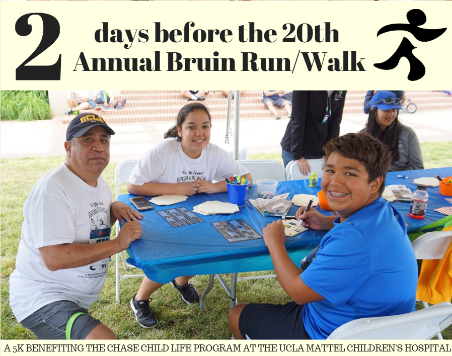 T-2 DAYS LEFT TO REGISTER AND DONATE!

*If you’re a UCLA student, message Bruin Run/Walk for the special student discount!*

Visit bruinrunwalk.com for more details on registration.

Register, get ready, and go!