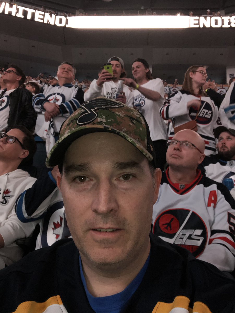 ash_gibbsblues's tweet photo. @101espn see the pre game and post game excitement walking through the Jets mob! I would do it all over again ! Lmao Dallas !!!!! Hmmmmmmm never been to The Big D before if yea guys need a Canadian reporter I’m game ! #gameforit #stlblues #WeAllBleedBlue #StanleyCupPlayoffs2019 https://t.co/WCSECQSCRs