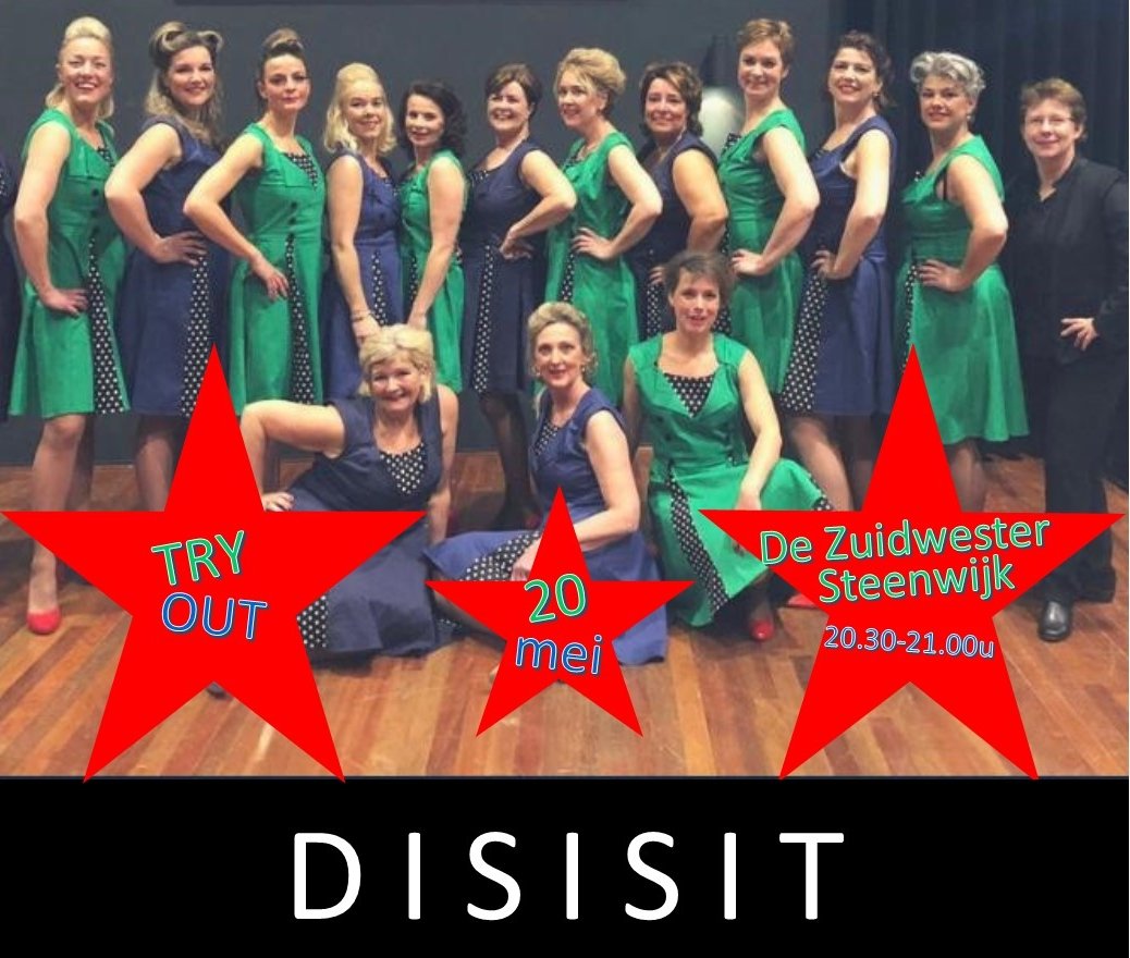 DisisitDisisit's tweet photo. 25 mei treden wij 
op tijdens het Korenfestival op Schiermonnikoog. 

20 mei is de TRYOUT van dit optreden in De Zuidwester in Steenwijk vn 20.30-21.00u. U bent van harte welkom, de toegang is gratis. Omdat het een tryout is horen wíj na overloop graag wat u er van vond💃👌 https://t.co/CEDgKRNjj2