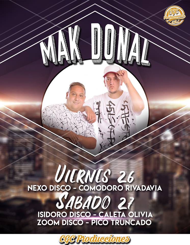 cgcsantafe's tweet photo. @NotiTropicales Este #FinDeSemana suena MAK DONAL 
#MakDonal va a estar presentándose en los siguientes lugares
#LosDelMomento
Contrataciones: ingresando a https://t.co/F7x3MEMonN 
https://t.co/8tIB34JgQT https://t.co/q2VfbVMXWT