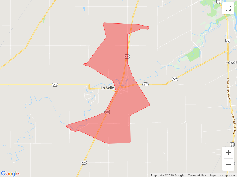 manitobahydro's tweet photo. #mboutage There were spurts of outages today in #LaSalle. This was to allow construction crews to do their work safely. After trying to restore power, we concluded the safest action is to keep the power off until the work is complete. Restoration time will be around 3:30 https://t.co/pz5zXrcZ1k