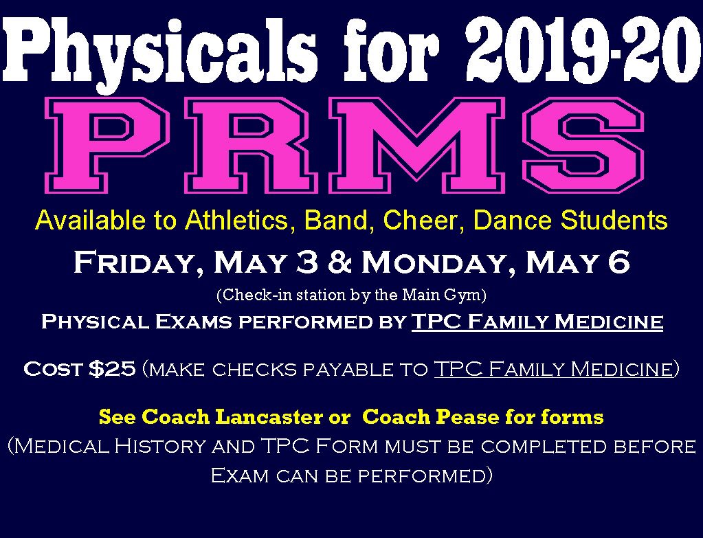 Physicals for next year! 
Come and get’um! 
Athletics, Band, Cheer, Dance!
Coach Lancaster and Pease have the forms!
#ALLIN
@COMALISD_AD 
<a href="/Supt_comalisd/">Andrew</a> 
<a href="/SV_Rangers/">SV Ranger Athletics</a> 
<a href="/SmithsonValley/">Smithson Valley HS</a> 
<a href="/valleyventana/">SVHS Media</a> 
<a href="/svrangerband/">Smithson Valley Band</a> 
<a href="/SVBandBoosters/">SVHS Band Boosters</a> 
<a href="/PRMS_GIRLS_ATH/">Mitzi Lancaster</a> 
<a href="/PieperRanch/">PRMS Boys Athletics</a> 
<a href="/PieperMSLibrary/">Jess Powell</a>