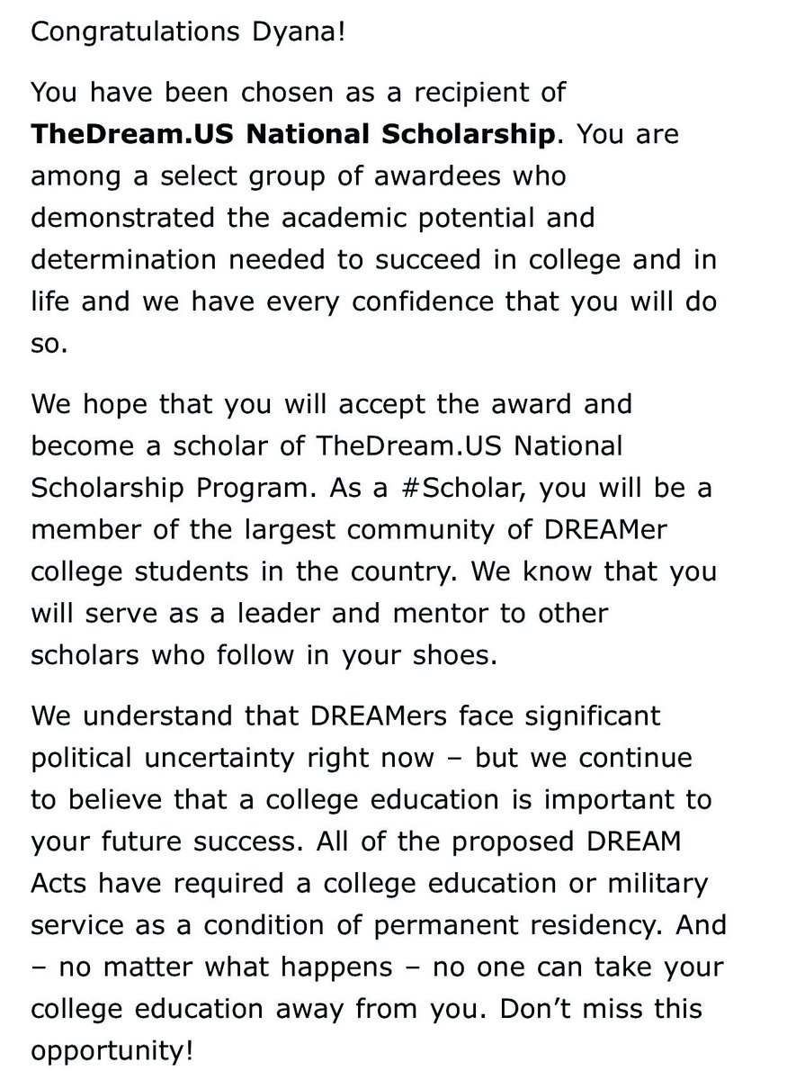 aviladyana18's tweet image. I always dreamed about going to college &amp;amp; now it is becoming a reality. For many months now I was starting to think that I wasn’t going to be able to attend, but this news today boosted me up &amp;amp; made me realize that dreams do come true. #UndocuGrad