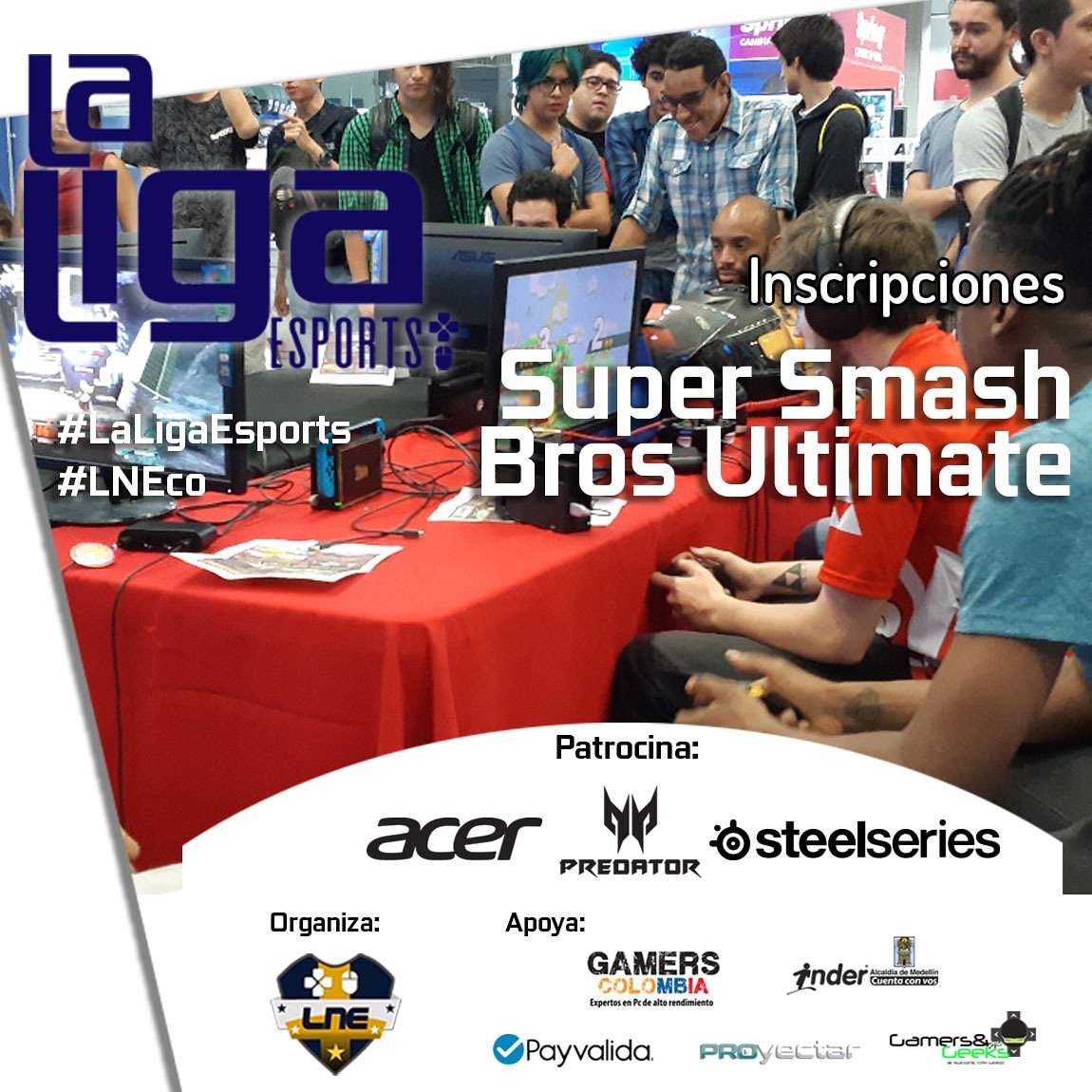 lne_gg's tweet photo. Se abren las inscripciones de #LaLigaEsports para #SuperSmashBrosUltimate
En nuestro sitio web estará el link de inscripciones.
https://t.co/MCKPV6cSno
#AcerColombia @TiendaGamersCo @SteelSeries #ProyectarVideo @Payvalida @Gamers_nGeeks https://t.co/fz0PxuTgxK