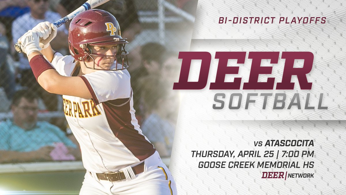 The road to state begins TONIGHT in game 1 of the softball playoffs: The Lady Deer take on Atascocita at Goose Creek Memorial High School beginning at 7 PM. You can listen live at deernetwork.com/live @softball_dp <a href="/AHS_Softball_/">Atascocita Softball</a>