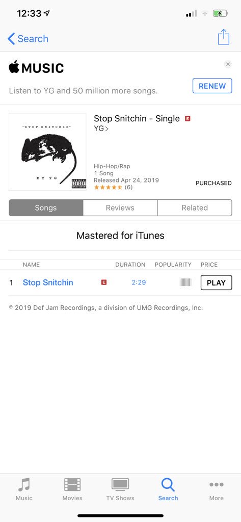 YG_StreetTeam's tweet photo. Go get that new @yg #StopSnitchin on iTunes NOW!!!! 

Stop Snitchin - Single by YG https://t.co/iWBFchtfnz https://t.co/Ri9F4JjRhy
