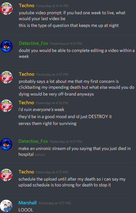 Technoblade on X: the channel member discord discusses how they'd