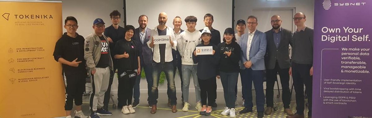 Yesterday, @Tokenika_io team (and friends from <a href="/adsharesNet/">Adshares</a>) have meet the delegation of Chinese investors and media. Its activities concerning #EOS #blockchain and @Sygnet_eu project were presented and well-received. 
@Angela_CoinTime <a href="/cointimeus/">CoinTime</a> 
<a href="/Jinse_Finance/">金色财经</a> <a href="/Node_Capital/">Node Capital</a>