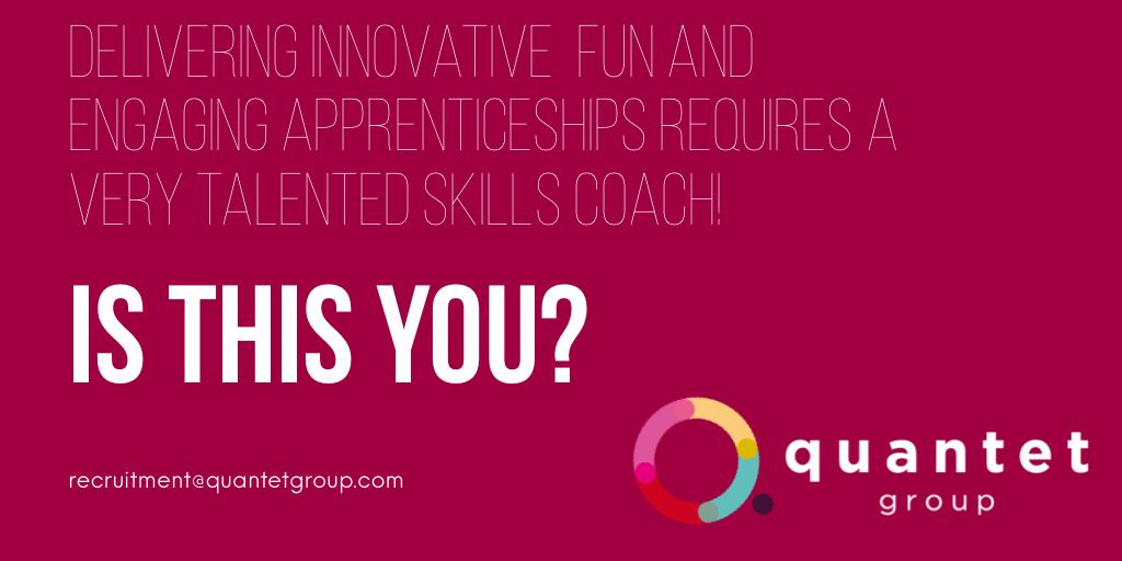 QuantetGroup's tweet photo. We are seeking new talent to join our team at an exciting period in our development. Our values are fun, innovative, open, one team and excellence and we need people that can live and breathe these values and support learners through their apprenticeship. https://t.co/UEzeyt1SCw https://t.co/viYR8KHcoF